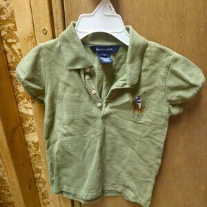 Ralph Lauren Polo Top Olive - Girls Size 6
